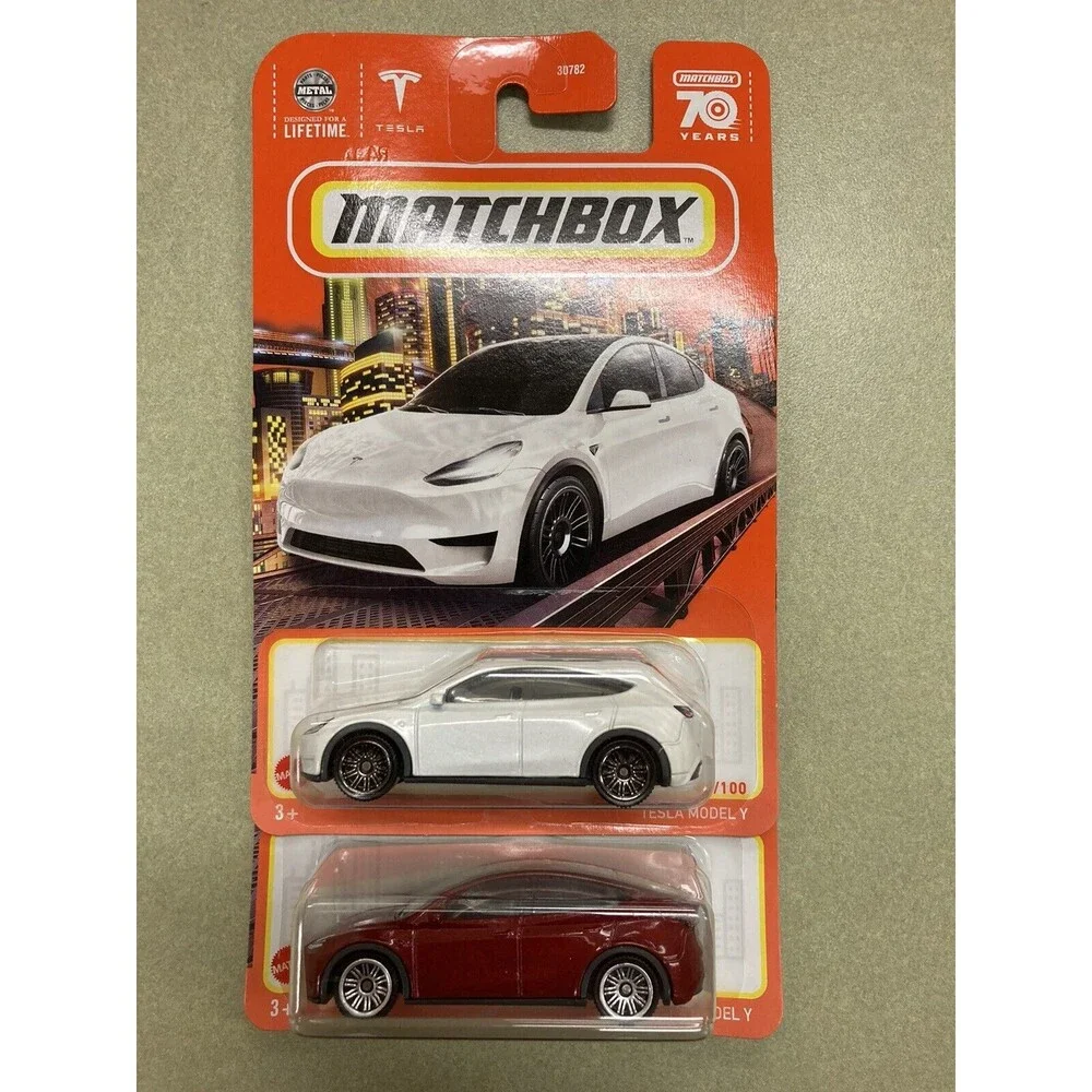 Matchbox white Tesla Model Y 89 Red Model Y Lot of 2
